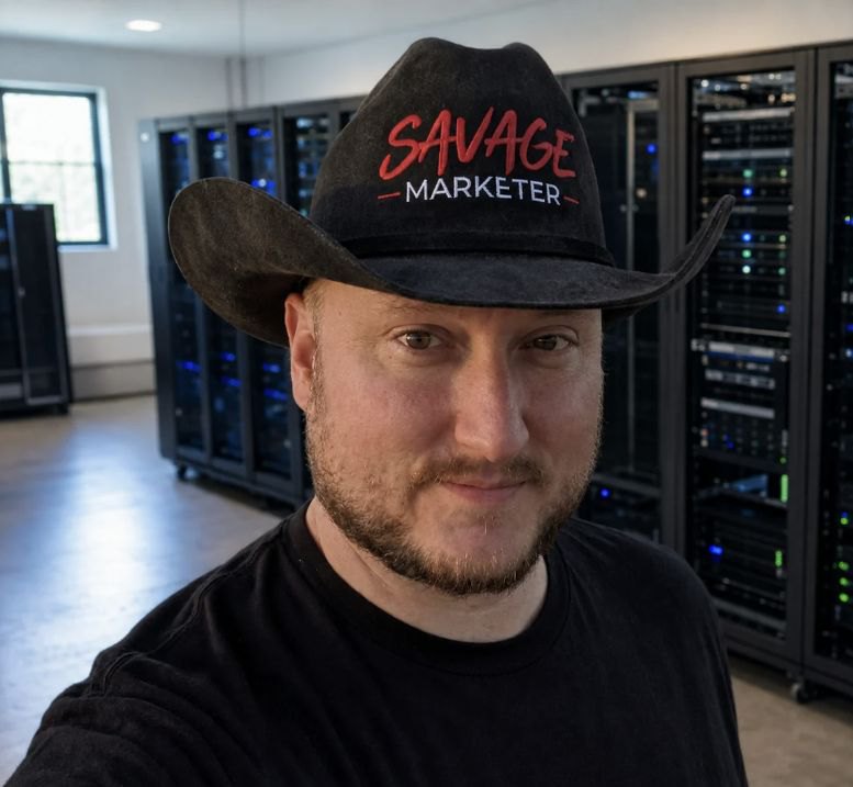 Jeff J Hunter at the server racks his AI Employee, Beau, runs on
